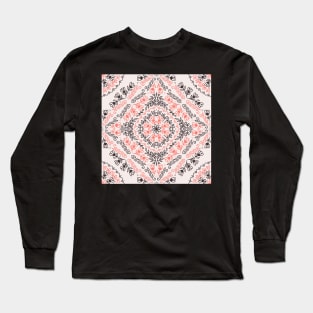 Floral trellis in coral and dark chocolate Long Sleeve T-Shirt